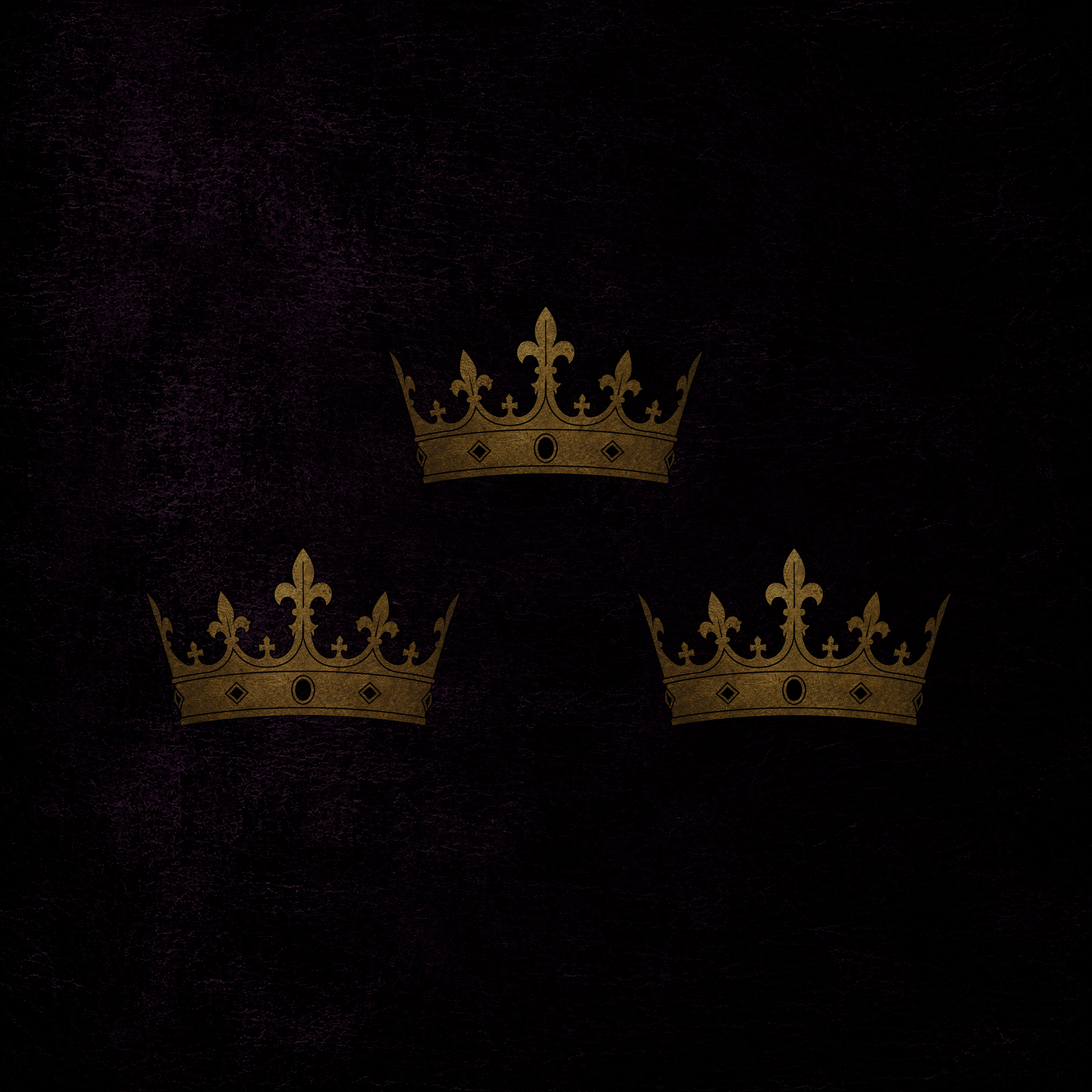 Old Queen artwork for Three Mothers by Hidden Prince showing three gold crowns on a dark background